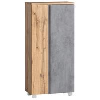 Midischrank Varese ca. 65x130 cm Hellgrau/Eiche - Eiche Wotan/Graphitfarben, MODERN, Holzwerkstoff (65/130/35cm) - Held