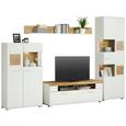 Wohnwand in Weiß inkl. Beleuchtung - Chromfarben/Eichefarben, MODERN, Holzwerkstoff/Metall (325/205/47cm) - Mömax modern living Wohnwand in Weiß inkl. Beleuchtung - Chromfarben/Eichefarben, MODERN, Holzwerkstoff/Metall (325/205/47cm) - Mömax modern living