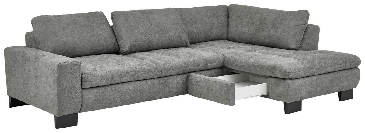 Ecksofa Lando Grau - Schwarz/Grau, MODERN, Textil/Metall (289/84/197cm) - Premium Living