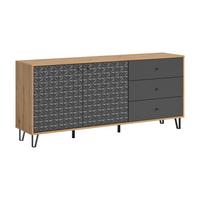 Sideboard Prisma Anthrazit/Eiche Artisan - Anthrazit/Schwarz, Design, Holzwerkstoff/Kunststoff (170/76/40cm) - Livetastic