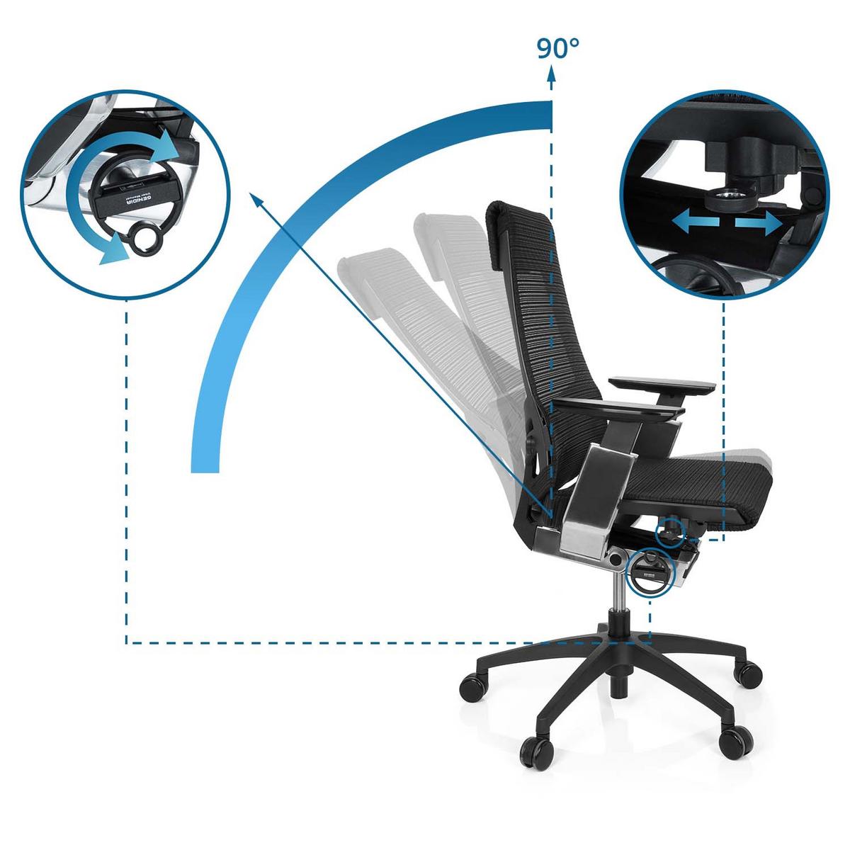 Pisarniški Stol Genidia Smart Black, Črna - barve kroma/črna, Moderno, umetna masa/tekstil (70/112/55cm) - MID.YOU
