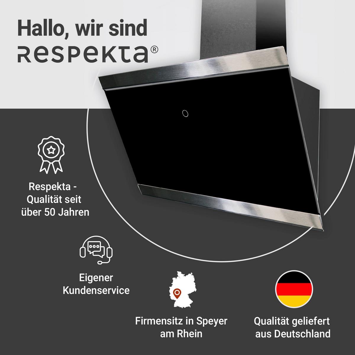 DUNSTABZUGSHAUBE RESPEKTA SKALA 60 CM - Schwarz, Trend, Glas/Metall (59,5/74,2-109,2/38,5cm) - Respekta