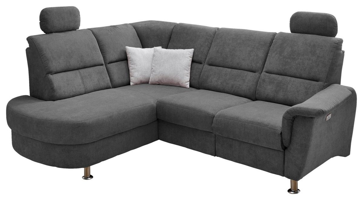 Wohnlandschaft Parole Anthrazit Mikrofaser - Chromfarben/Anthrazit, KONVENTIONELL, Textil/Metall (231/45/55cm) - Livetastic