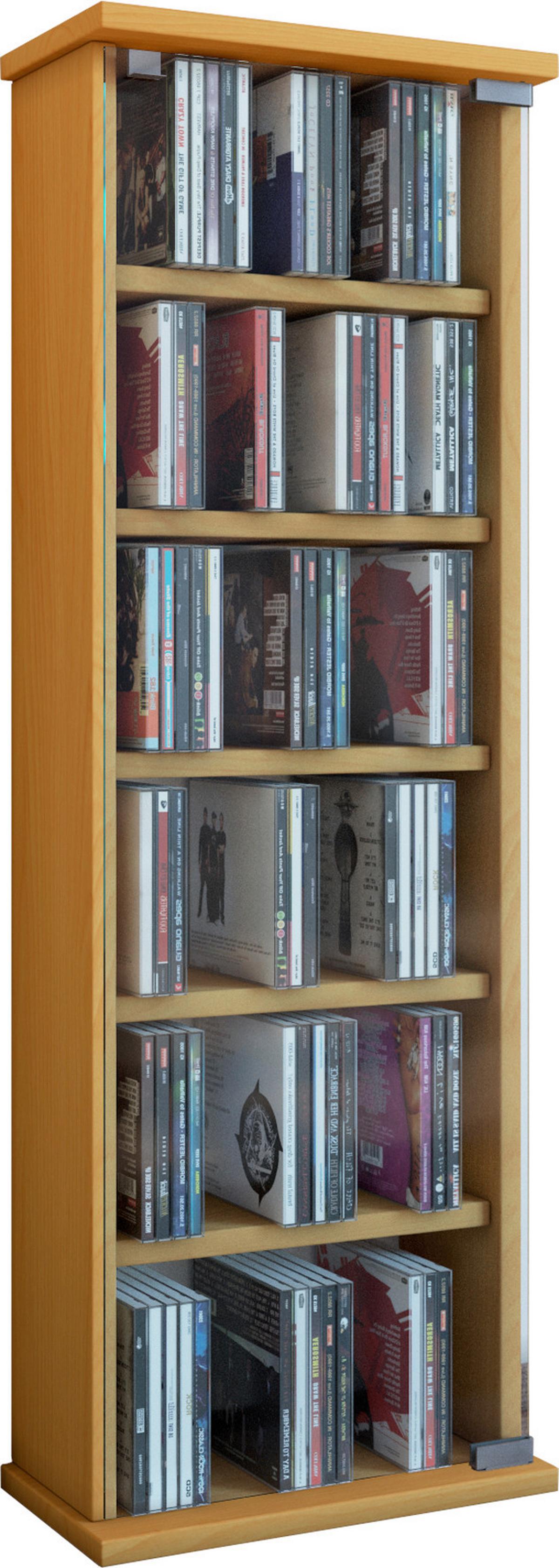 CD-Regal Vetro in Buchefarbe, B: 31 cm - Buchefarben, KONVENTIONELL, Glas/Holzwerkstoff (31/91,5/18cm) - MID.YOU