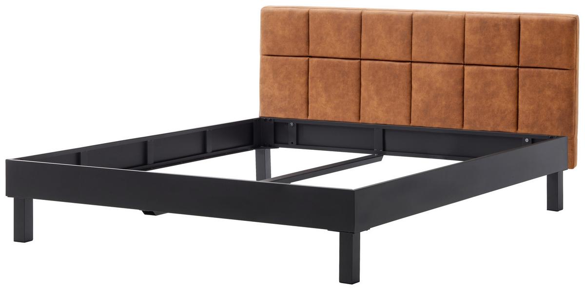 Metallbett ca. 160x200cm - Anthrazit/Kupferfarben, Konventionell, Textil/Metall (160/200cm) - Mömax