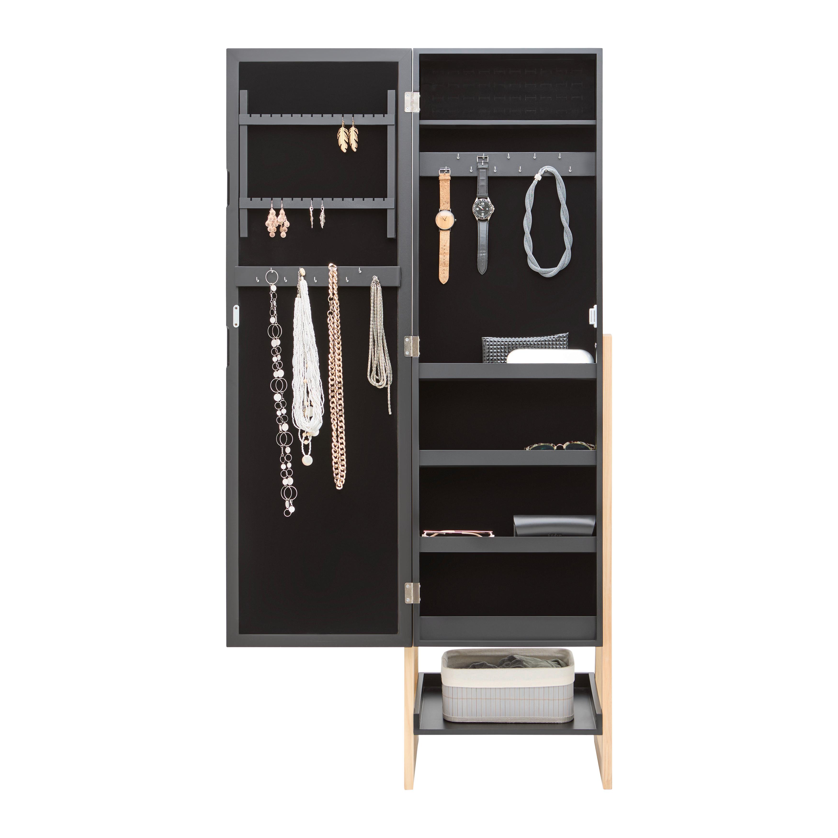 SMYCKESKÅP VIOLA -EXKLUSIV- - svart/naturfärgad, Modern, metall/trämaterial (42/145/38cm) - Mömax