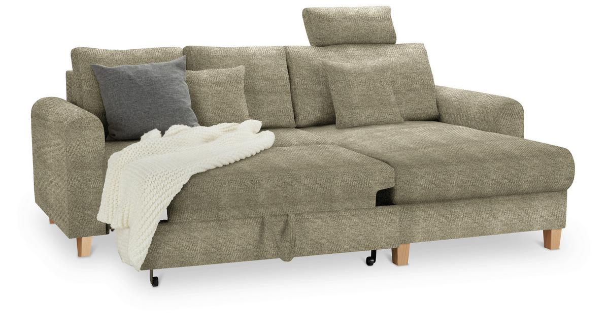 Kutna Garnitura Lille - maslinasto zelena/svijetlo smeđa, Moderno, tekstil/drvo (232/110/156cm) - Best Price