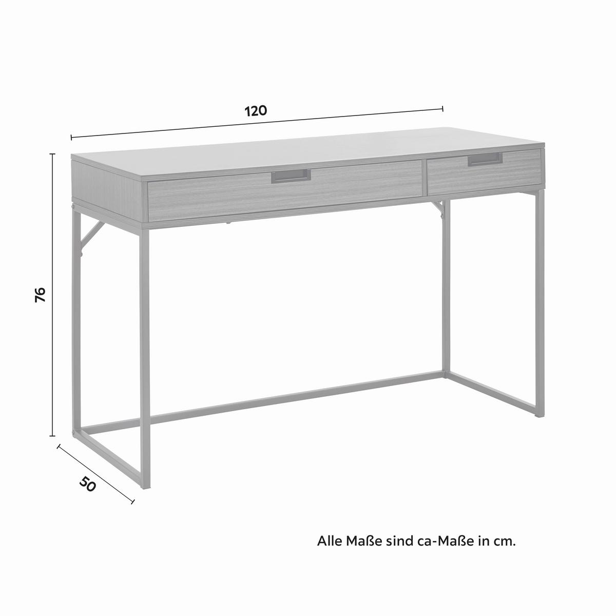 Schreibtisch Aurora Walnussfarben MDF ca.120x50 cm - Walnussfarben/Schwarz, MODERN, Metall (120/50/76cm) - Bessagi Home