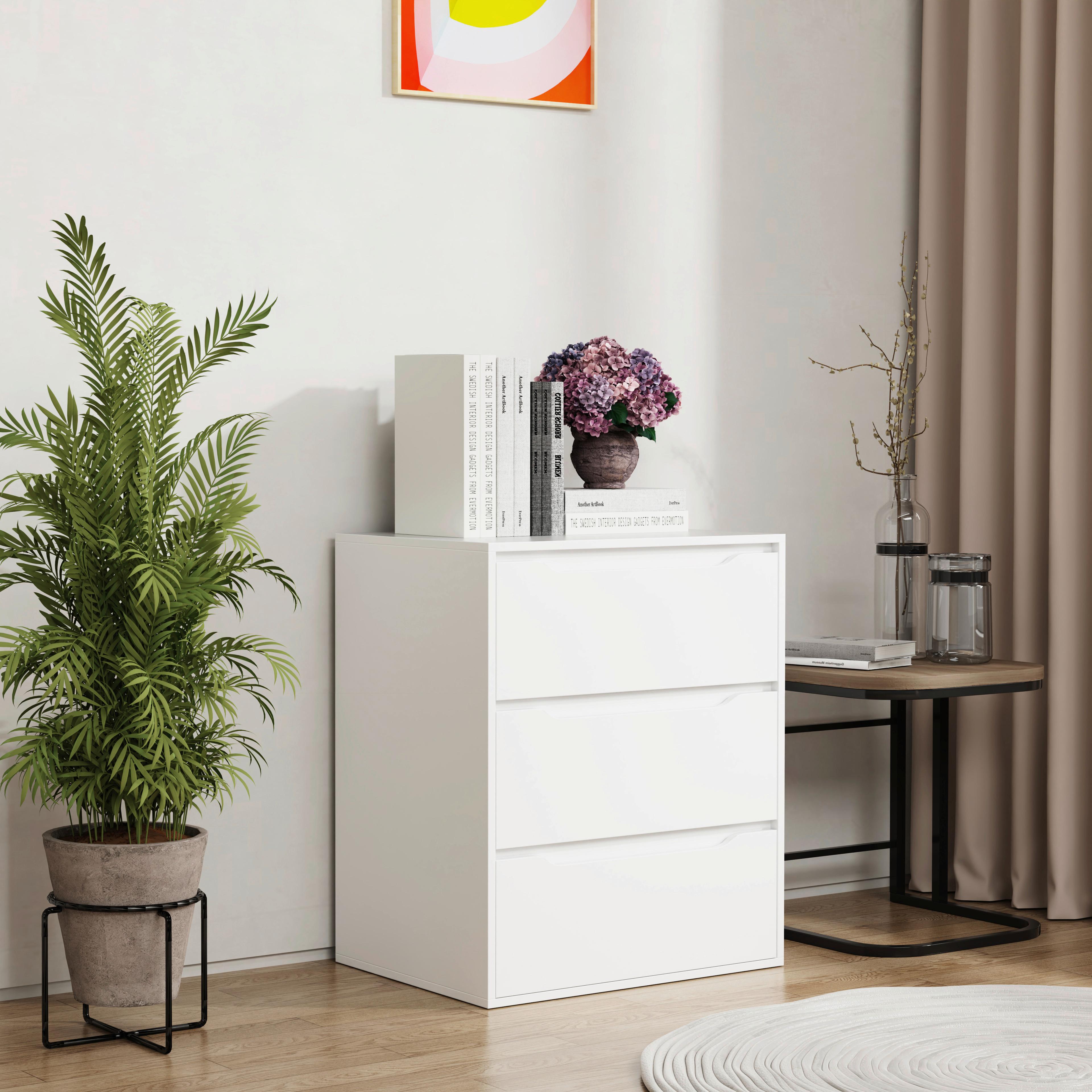 Komoda Malira L, Bela - bela, Design, leseni material (65/78/48cm) - MID.YOU