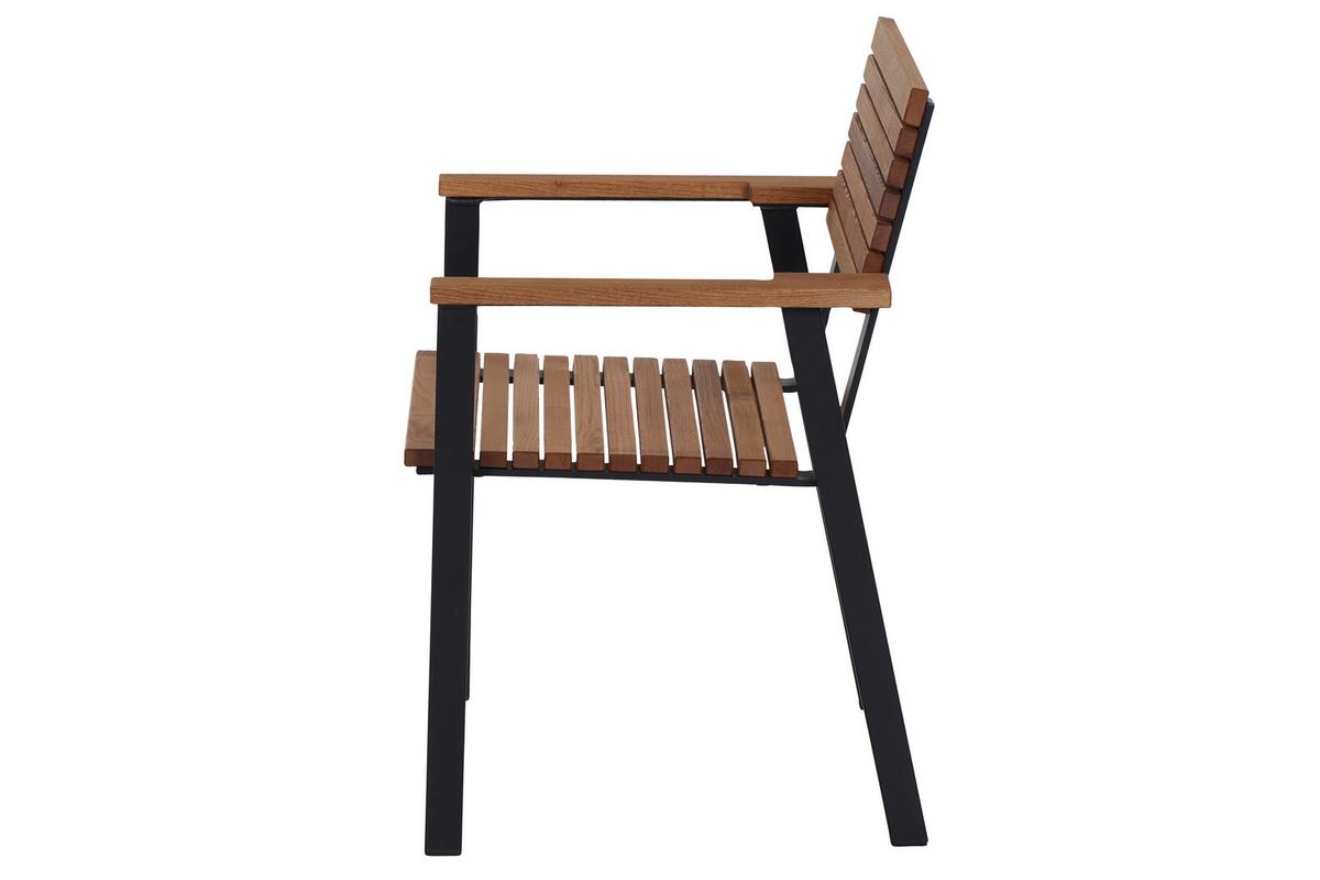 Gartensessel-Set Bozen 2-tlg. Echtholz/Schwarz - Naturfarben, Basics, Holz/Metall (60/83/58,5cm) - Siena Garden