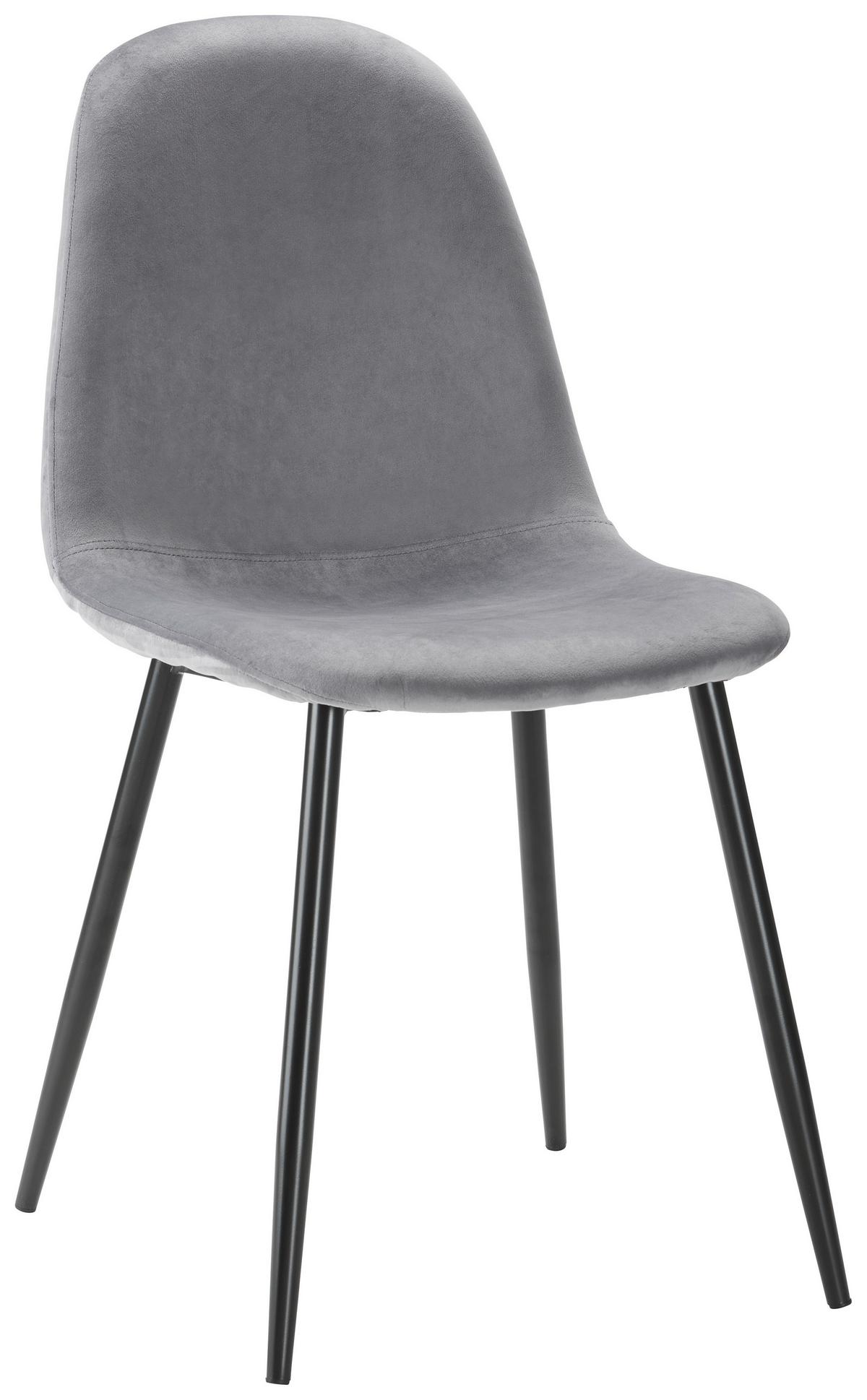 Stuhl Lio Grau Samt Gepolstert - Schwarz/Grau, MODERN, Holz/Textil (43/86/55cm) - Bessagi Home