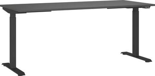 Schreibtisch Ribera in Schwarz/Graphitfarben - Graphitfarben/Schwarz, MODERN, Holzwerkstoff/Metall (180/72-120/80cm) - Premium Living