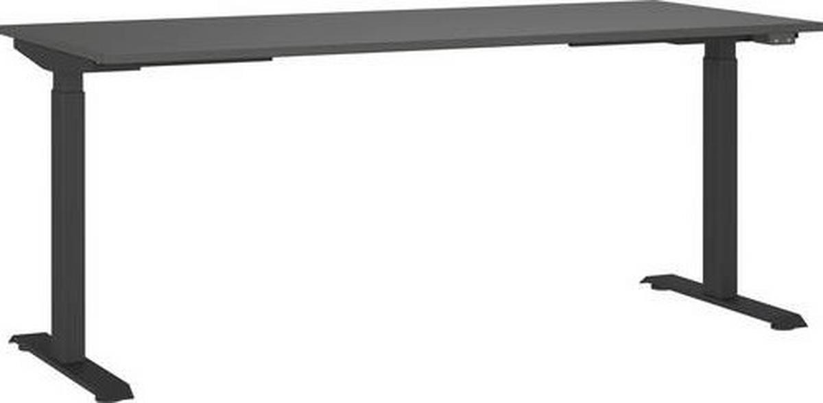 Schreibtisch Ribera in Schwarz/Graphitfarben - Graphitfarben/Schwarz, Modern, Holzwerkstoff/Metall (180/72-120/80cm) - Premium Living