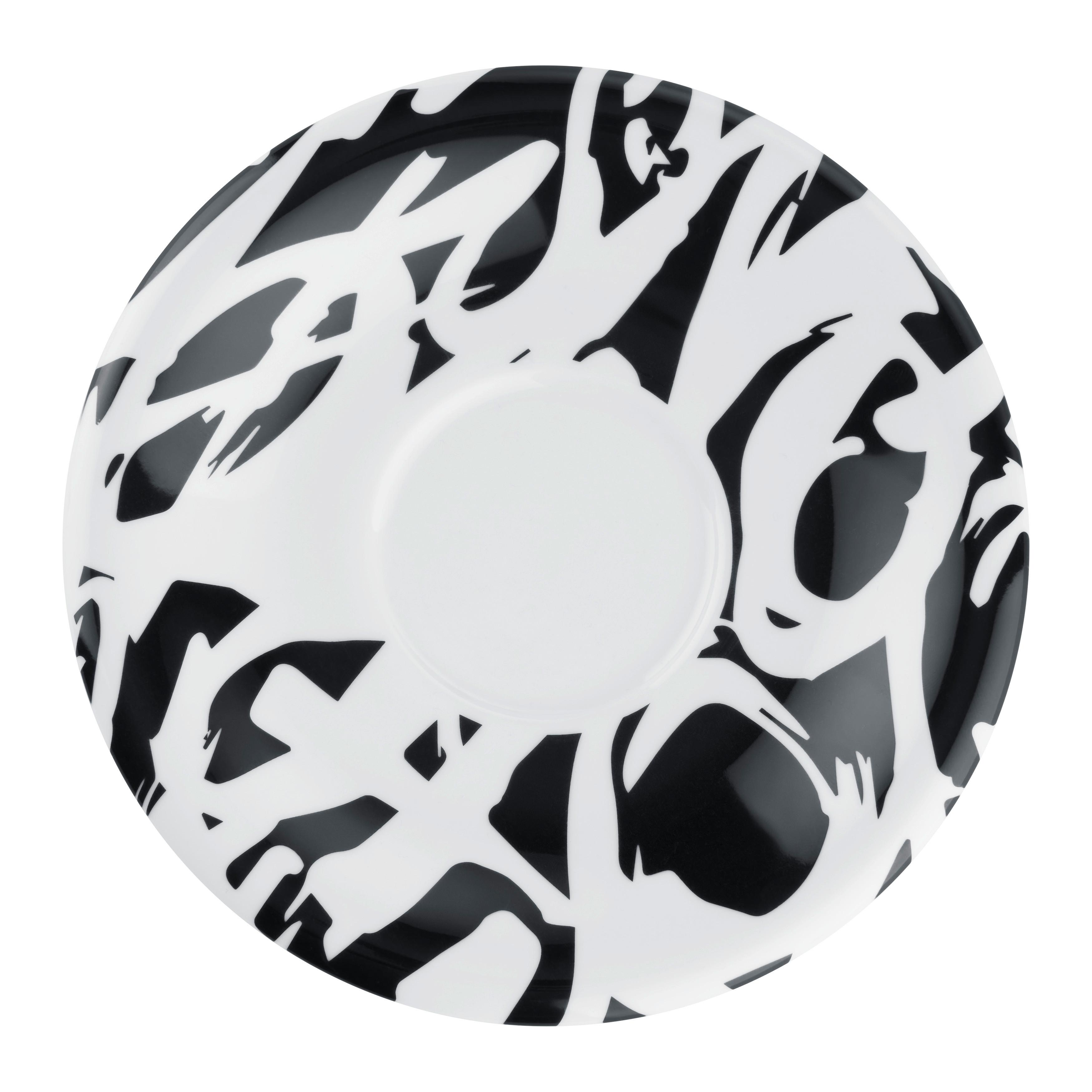 Untertasse Graffiti Schwarz/Weiß Ø ca. 18cm - Schwarz/Weiß, MODERN, Keramik (18cm) - Mömax
