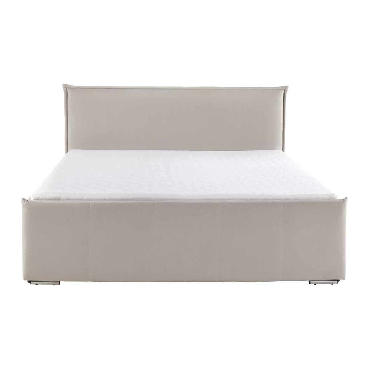 Boxspringbett Leonora ca. 200x200cm Beige mit Topper - Chromfarben/Beige, Modern, Holz/Textil (200/200cm) - Bessagi Home