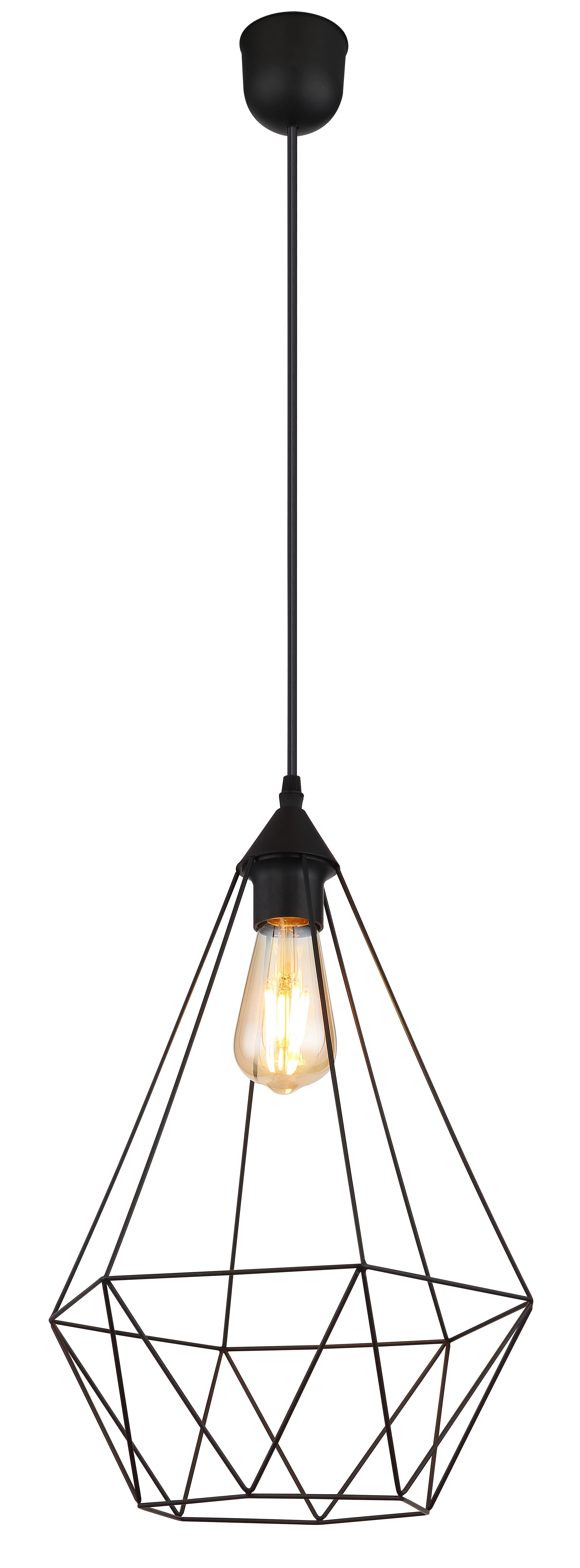 Hängeleuchte Zachary Schwarz max. 60 Watt - Schwarz, Design, Textil/Metall (30/120cm) - Globo