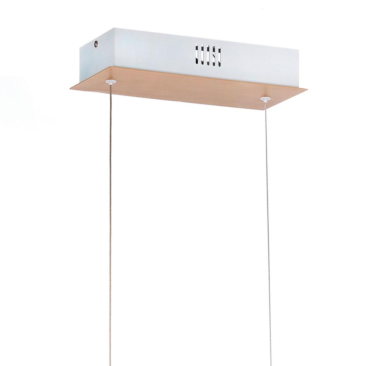 LED-Hängeleuchte Nilo Weiß/Akazie max. 70 Watt - Weiß/Akaziefarben, Natur, Metall (112/22/130cm)