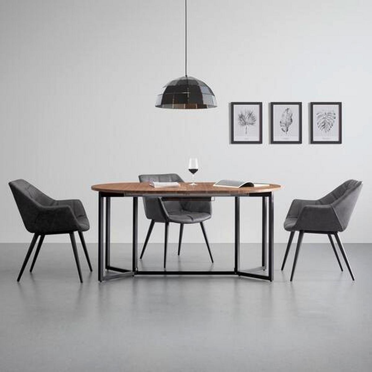 Raztegljiva Jedilna Miza Samuel, Akacija - črna/barve akacije, Moderno, kovina/les (160-200/100/75cm) - Bessagi Home