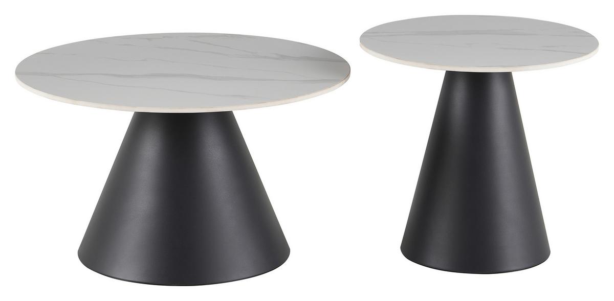 Stolić Preston - bijela visoki sjaj/crna, Moderno, kamen/metal (70/50/70/50/40/46cm) - Modern Living