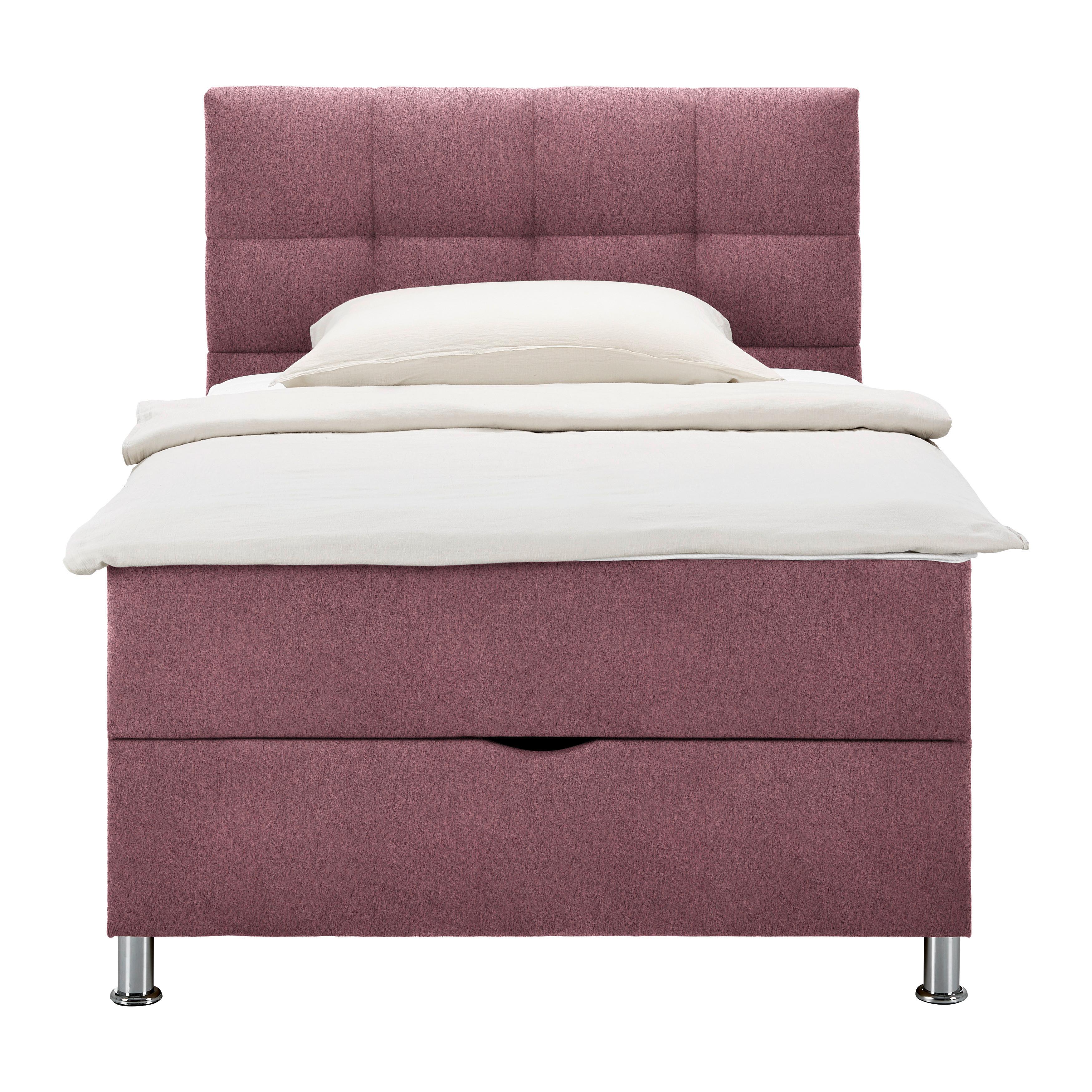 Boxbett Oviedo 140 in Weinrot ca. 140x200cm - Weinrot, KONVENTIONELL, Textil/Metall (140/200cm) - Mömax