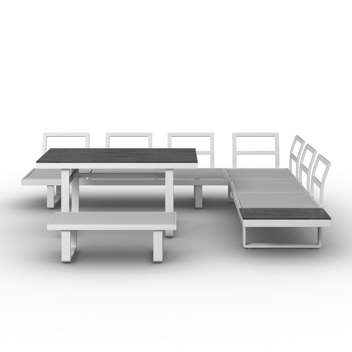 Dining-Loungeset Leandra Hellg Outdoorstoff/Metall/Polywood - Dunkelgrau/Hellgrau, MODERN, Kunststoff/Textil - Bessagi Garden