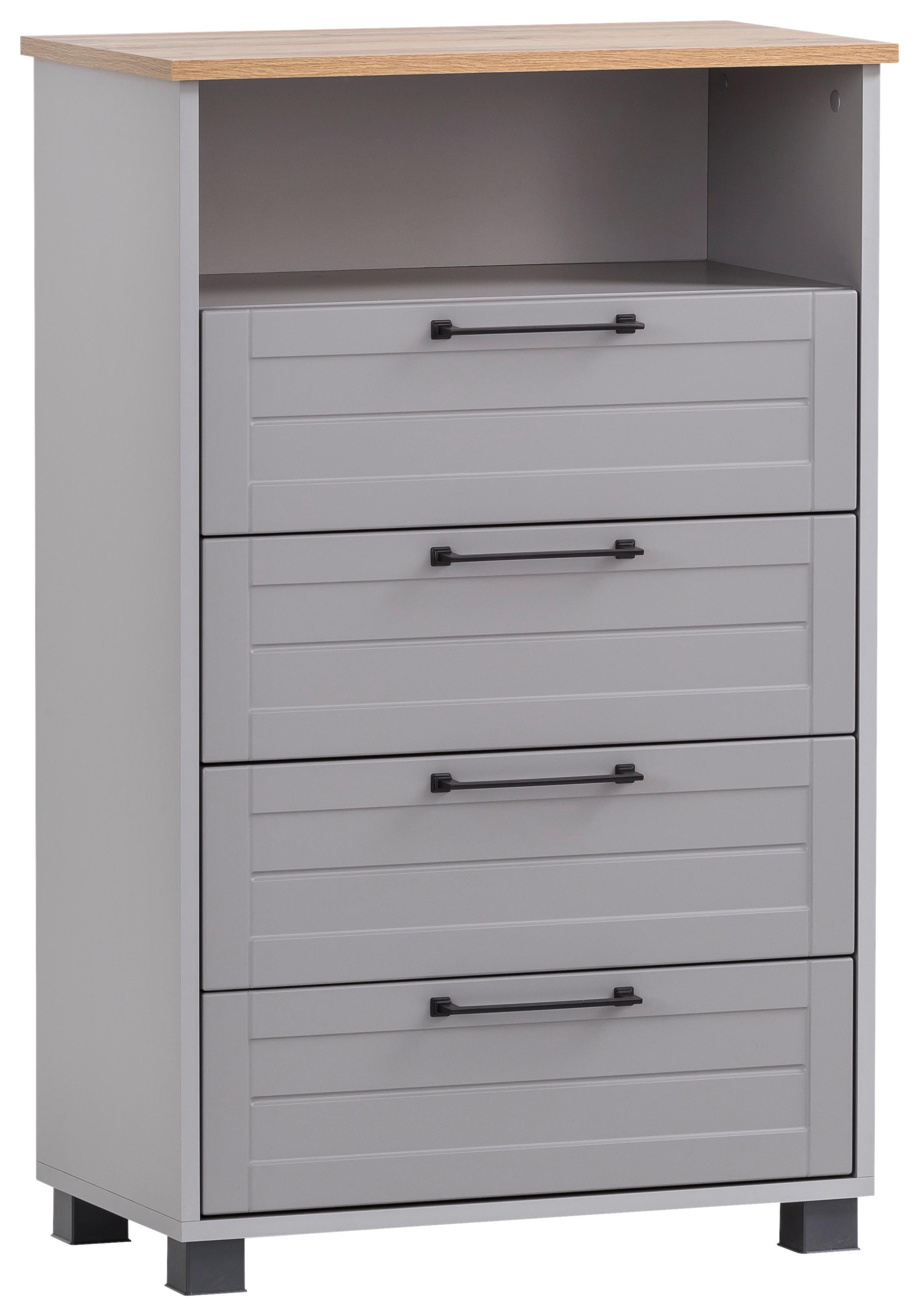 Highboard Jelda ca. 62,4x102x34,1cm Platinfarben - Platinfarben/Eichefarben, Holzwerkstoff/Kunststoff (62,4/102/34,1cm) - MID.YOU