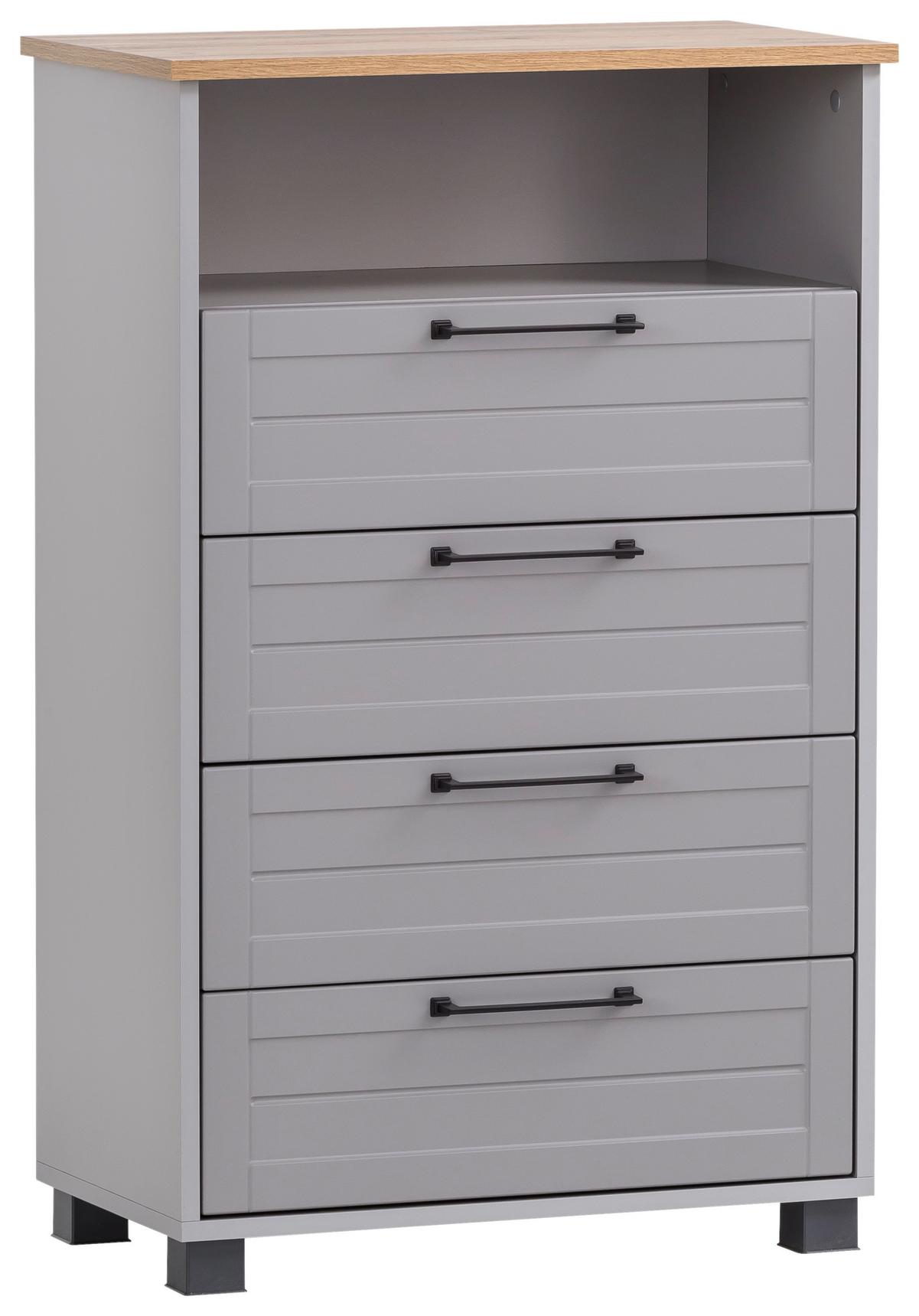 Highboard Jelda ca. 62,4x102x34,1cm Platinfarben - Platinfarben/Schwarz, Holzwerkstoff/Kunststoff (62,4/102/34,1cm) - MID.YOU