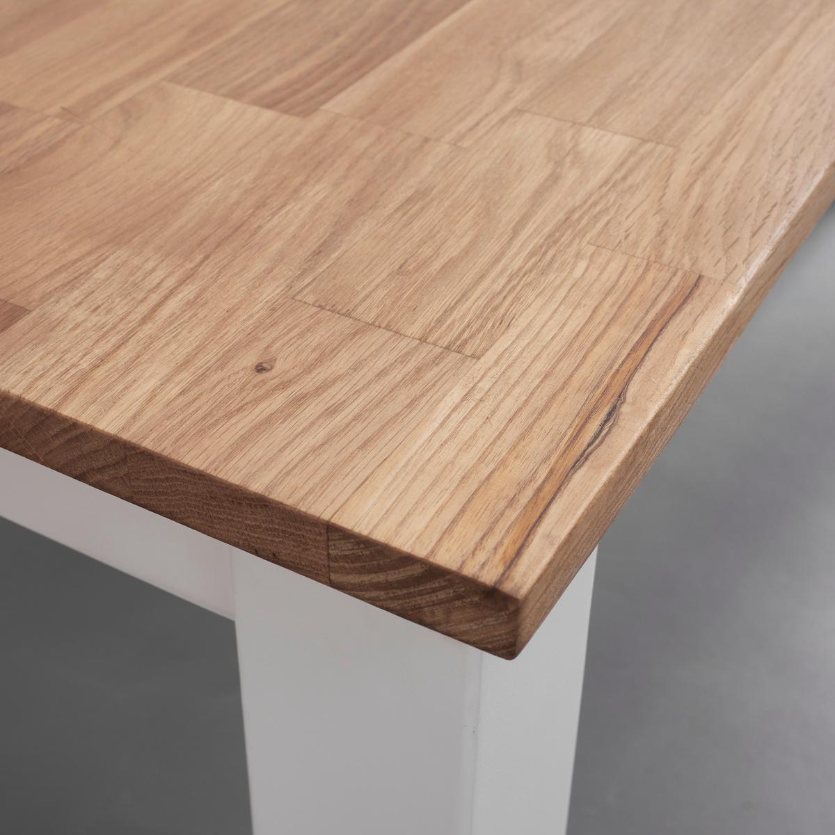 Esstisch Antalia in Holz Eiche massiv ca. 120x60 cm - Naturfarben/Weiß, MODERN, Holz (120/60/75cm) - Bessagi Home