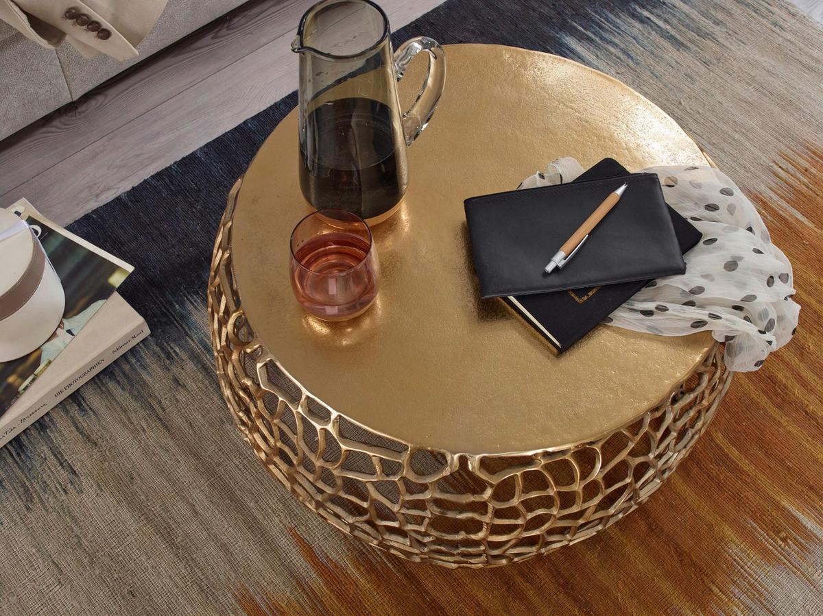 Klubska Miza Wohnling - zlate barve, Design, kovina (66/66/30cm) - MID.YOU