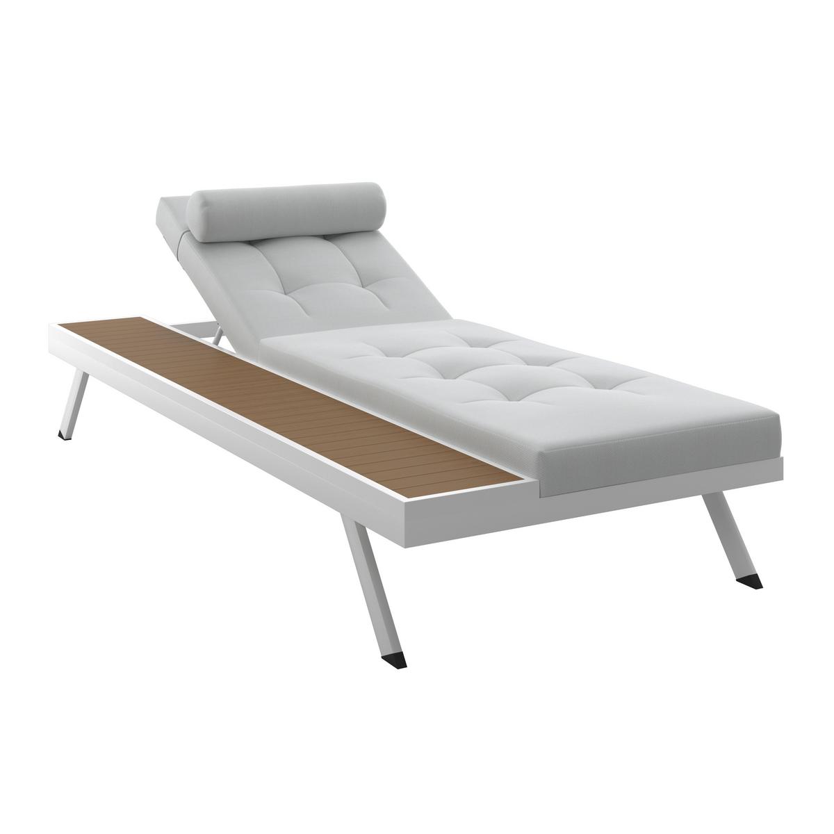 Gartenliege Avolina Steingrau Outdoorstoff/Metall +Abdeckung - Hellgrau/Weiß, MODERN, Kunststoff/Textil (199/30/86cm) - Bessagi Garden