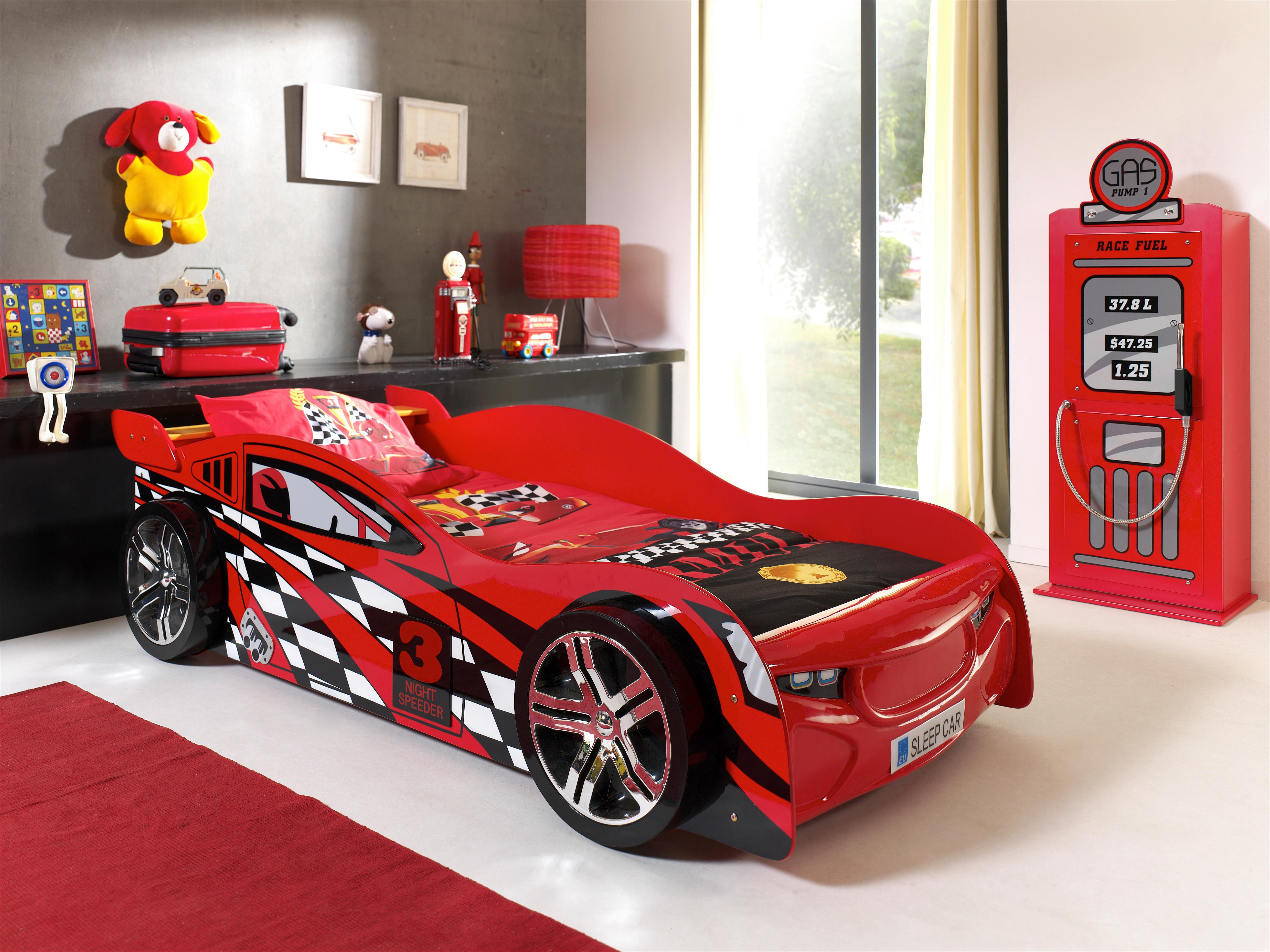 Autobett Rennauto Rot - Rot, MODERN, Holzwerkstoff (90/200cm) - Vipack