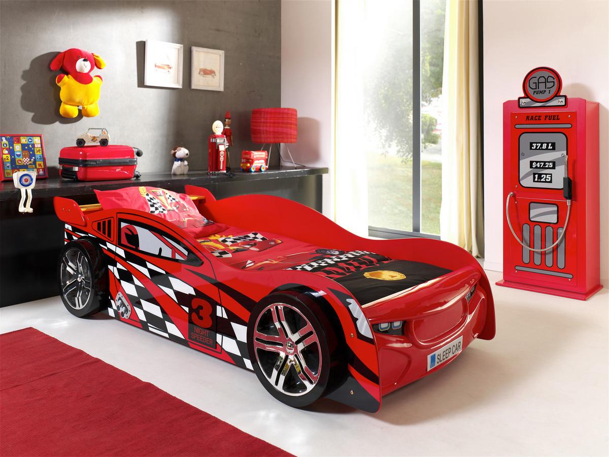 Autobett Rennauto Rot - Rot, MODERN, Holzwerkstoff (90/200cm) - Vipack