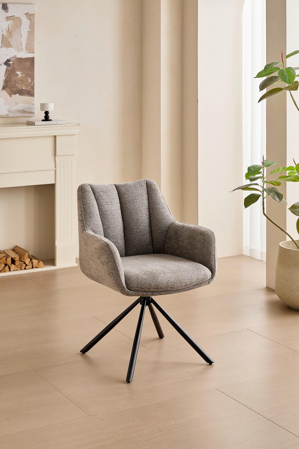 Stolica Lacy - svijetlo smeđa/crna, Moderno, metal/tekstil (63/63/81cm) - Premium Living