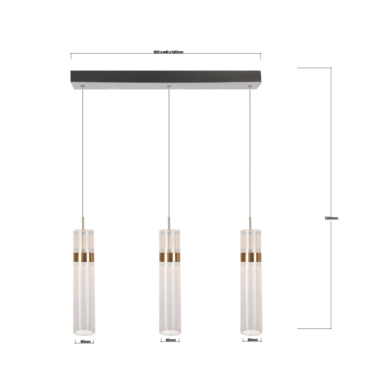 Led-hängeleuchte Lp-1510/3l Gd Ambiente 3 Gold - Goldfarben, Konventionell, Kunststoff (120/60/6cm)