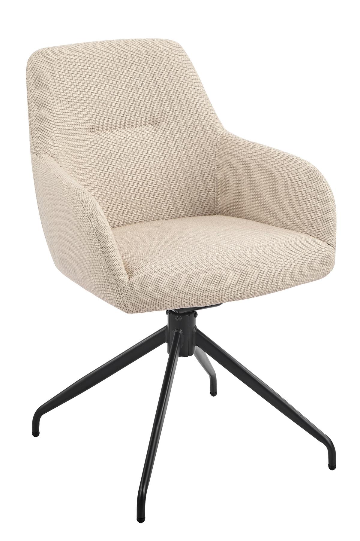 ARMLEHNSTUHL-SET TRIEST S 2ER-SET - Beige/Schwarz, MODERN, Textil/Metall (56/83/60cm) - MID.YOU