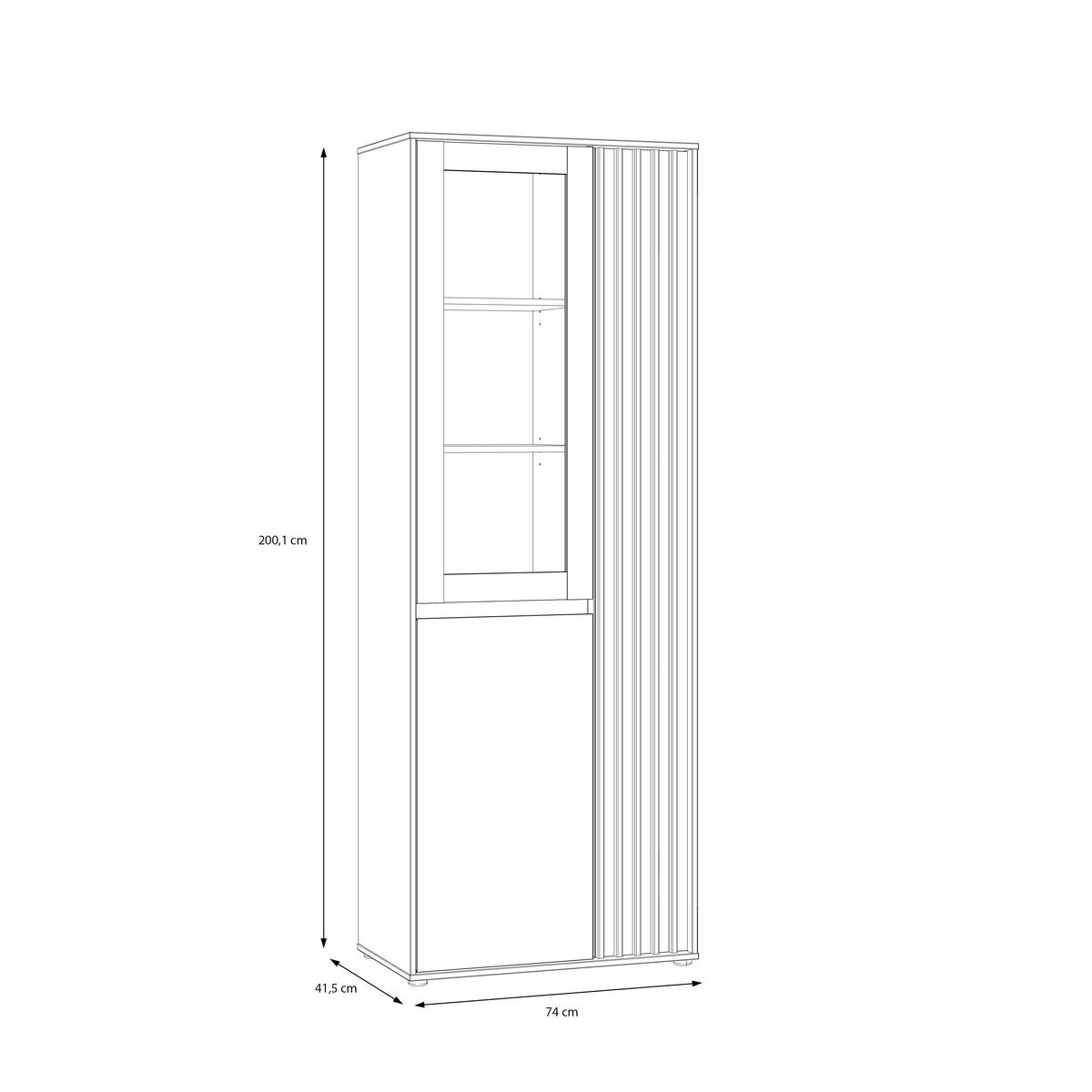 VITRINĂ ELISTON - culoare lemn stejar/nisipiu, Natur, plastic/sticlă (74/200,1/41,5cm) - Modern Living