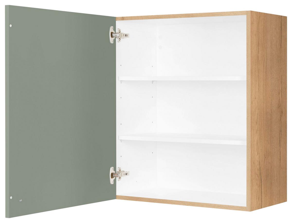 Küchenoberschrank Cascada Grün - Eichefarben/Schwarz, MODERN, Holzwerkstoff/Metall (60/72/35cm) - Nobilia