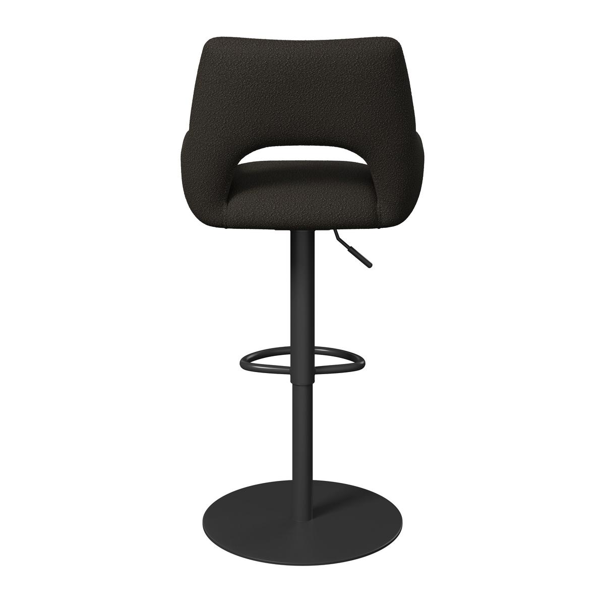 Barhocker Tami Dunkelbraun Struktur Gepolstert - Dunkelbraun/Schwarz, MODERN, Holz/Textil (46/82-102/51cm) - Bessagi Home