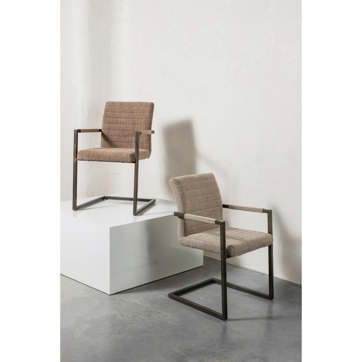 Armlehnstuhl-Set Bas Sandfarben B: 54cm - Sandfarben/Schwarz, MODERN, Textil/Metall (54/87/62cm) - Livetastic
