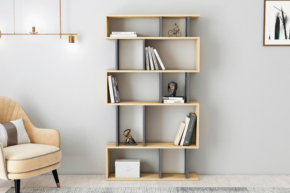 Regal Eros ca. 90x160 cm Eichefarben - Anthrazit, Design, Holzwerkstoff (90/160/22cm) - Livetastic