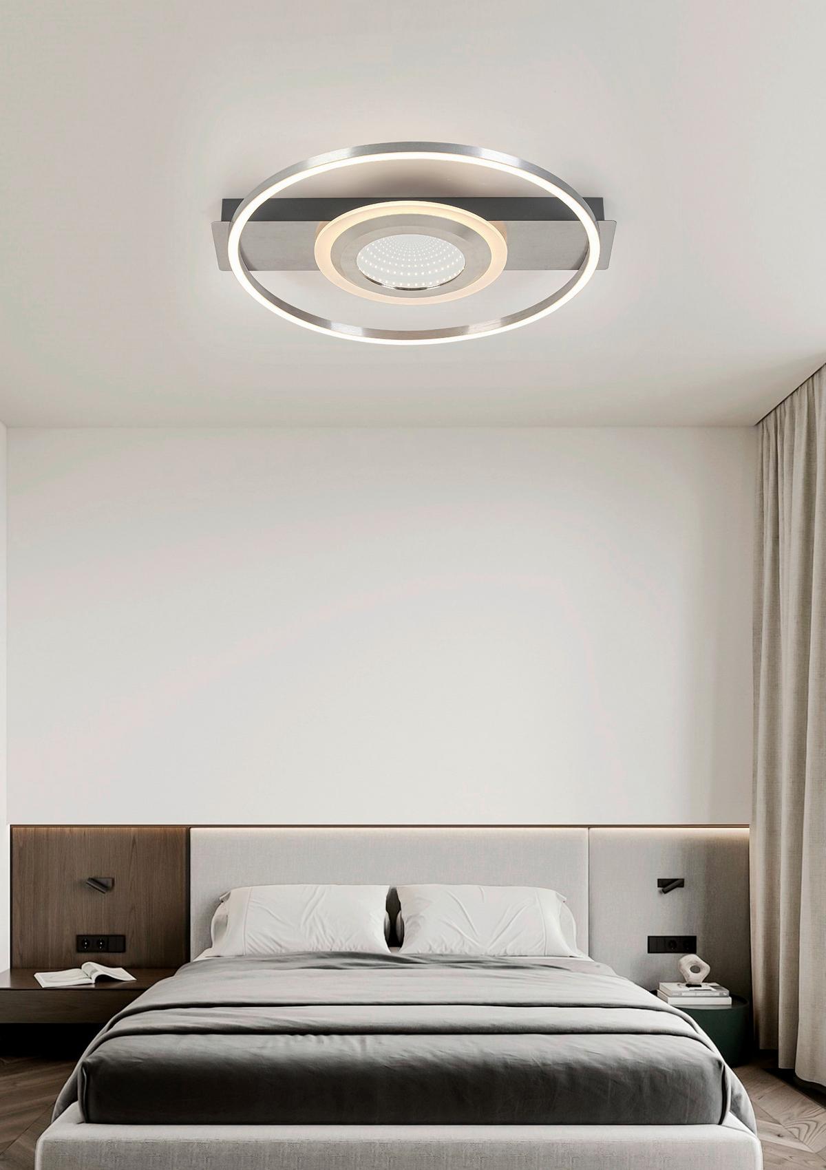 LAMPA SUFITOWA LED SANDRA - szary/kolor niklowy, Trend, tworzywo sztuczne/metal (42/40/6cm) - Novel