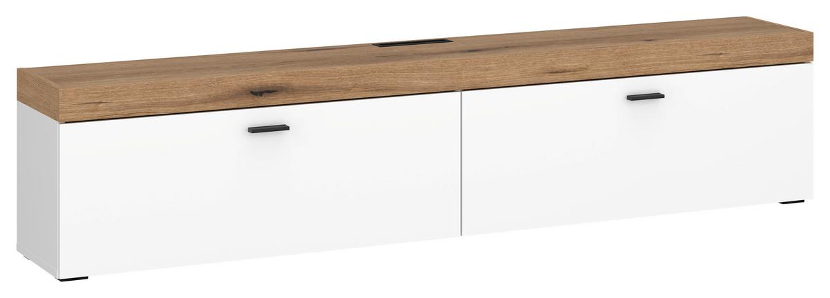TV-Element Kiro Weiß/Eichefarben - MODERN, Holzwerkstoff/Metall (180/40/35cm) - Mömax