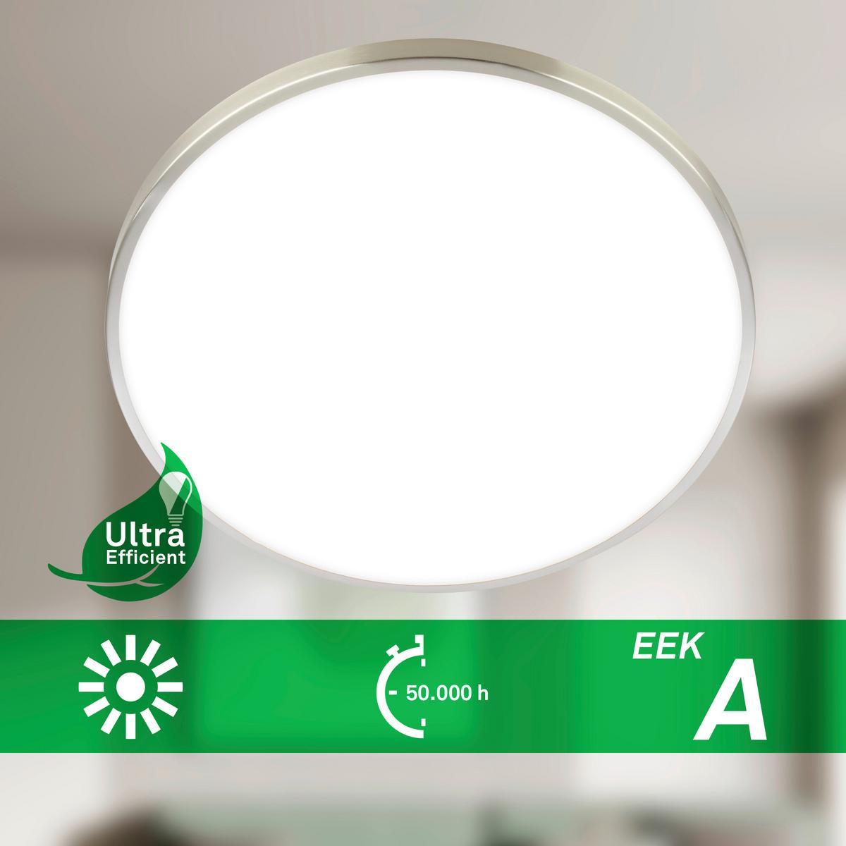 LAMPA SUFITOWA LED 3936012 KAIDA - kolor niklowy, Basics, tworzywo sztuczne/metal (38/6.5cm)