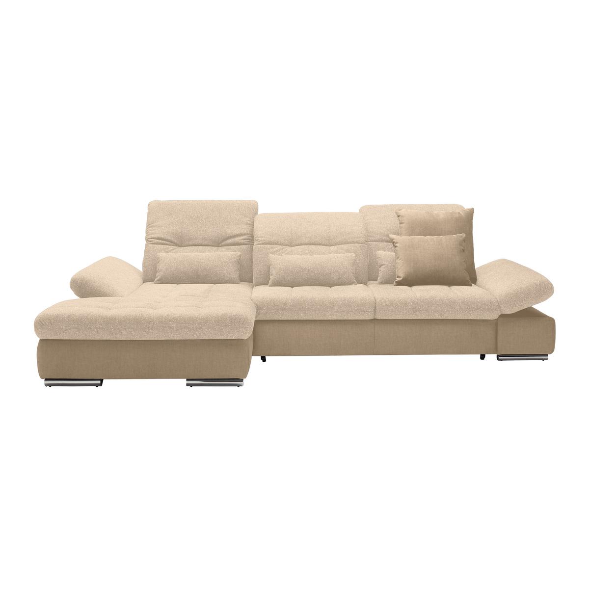 Wohnlandschaft Sanfino Taupe/Beige - Taupe/Chromfarben, KONVENTIONELL, Holz/Textil (199/79-96/305cm) - Premium Living