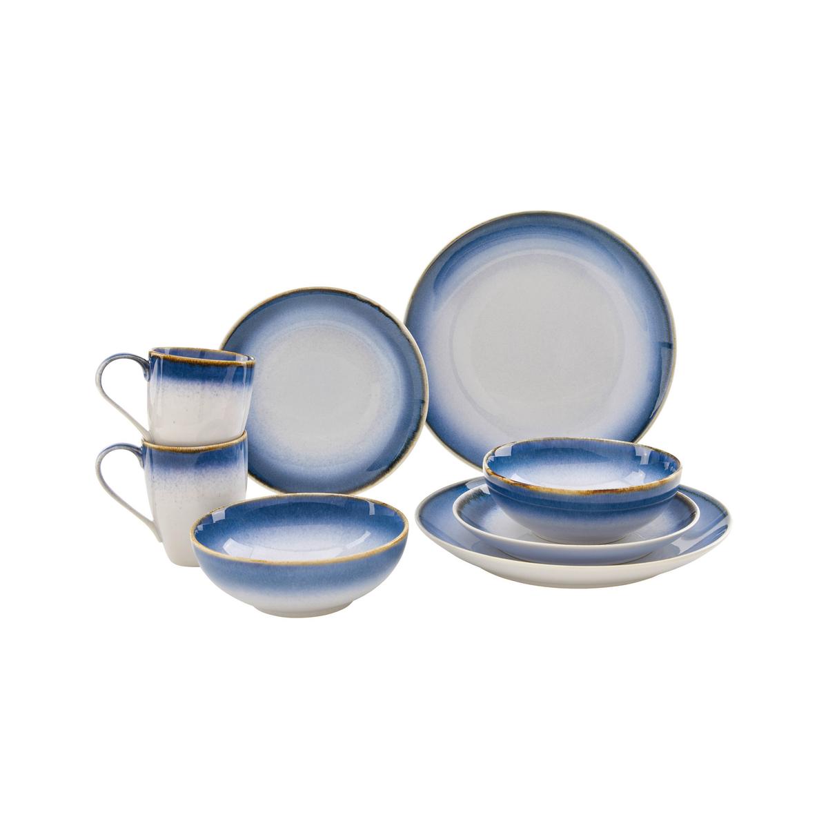 Kombiservice Cascade, 8-teilig - Blau/Weiß, MODERN, Keramik (31/31/28,5cm) - Creatable
