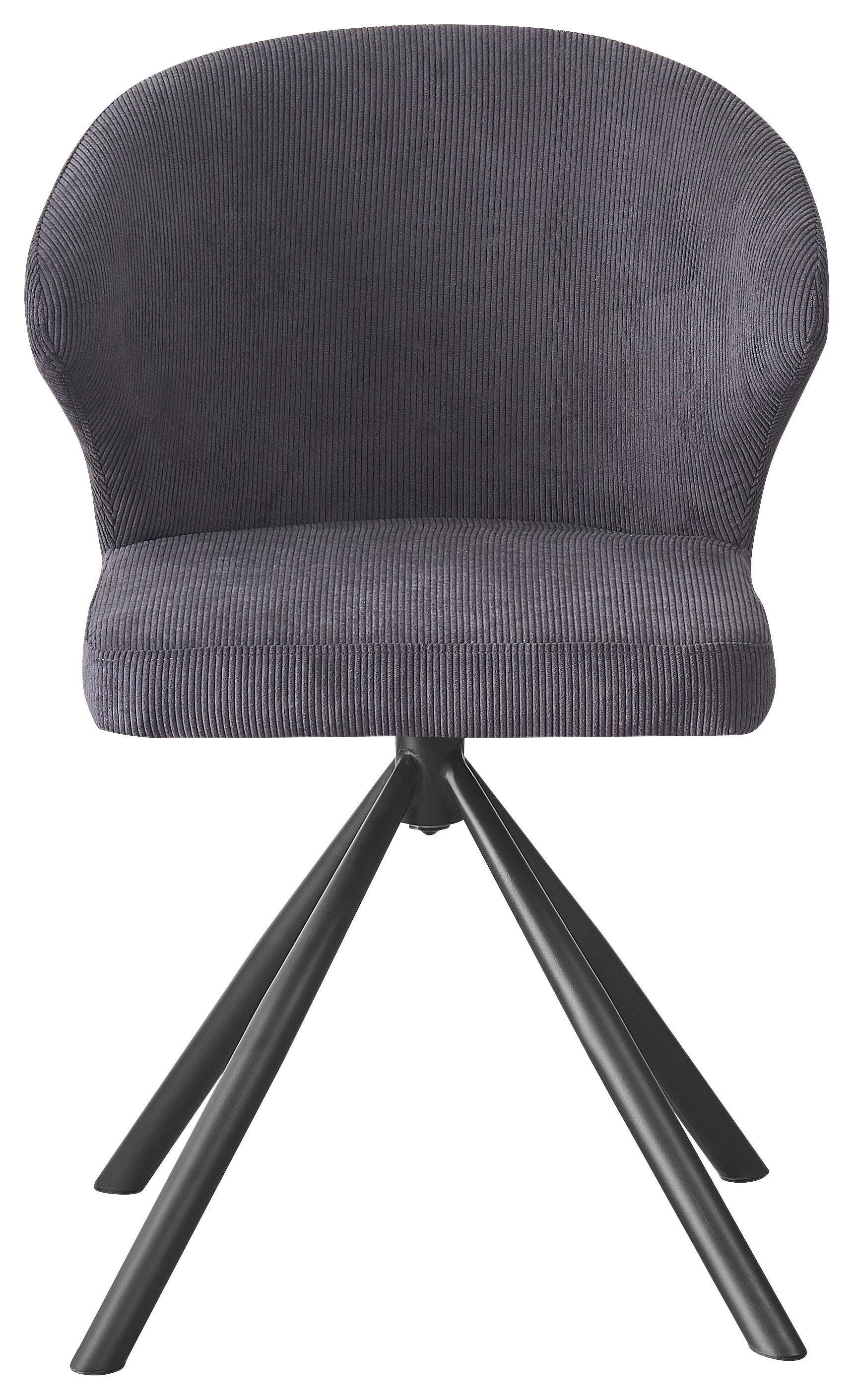 Armlehnstuhl Jana Dunkelgrau/Schwarz - Dunkelgrau/Anthrazit, LIFESTYLE, Textil/Metall (55/82/58cm) - Based