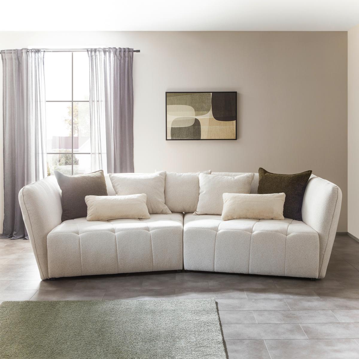 Bigsofa Sofi in Creme - Dunkelgrün/Creme, MODERN, Textil (294/93/152cm) - Premium Living