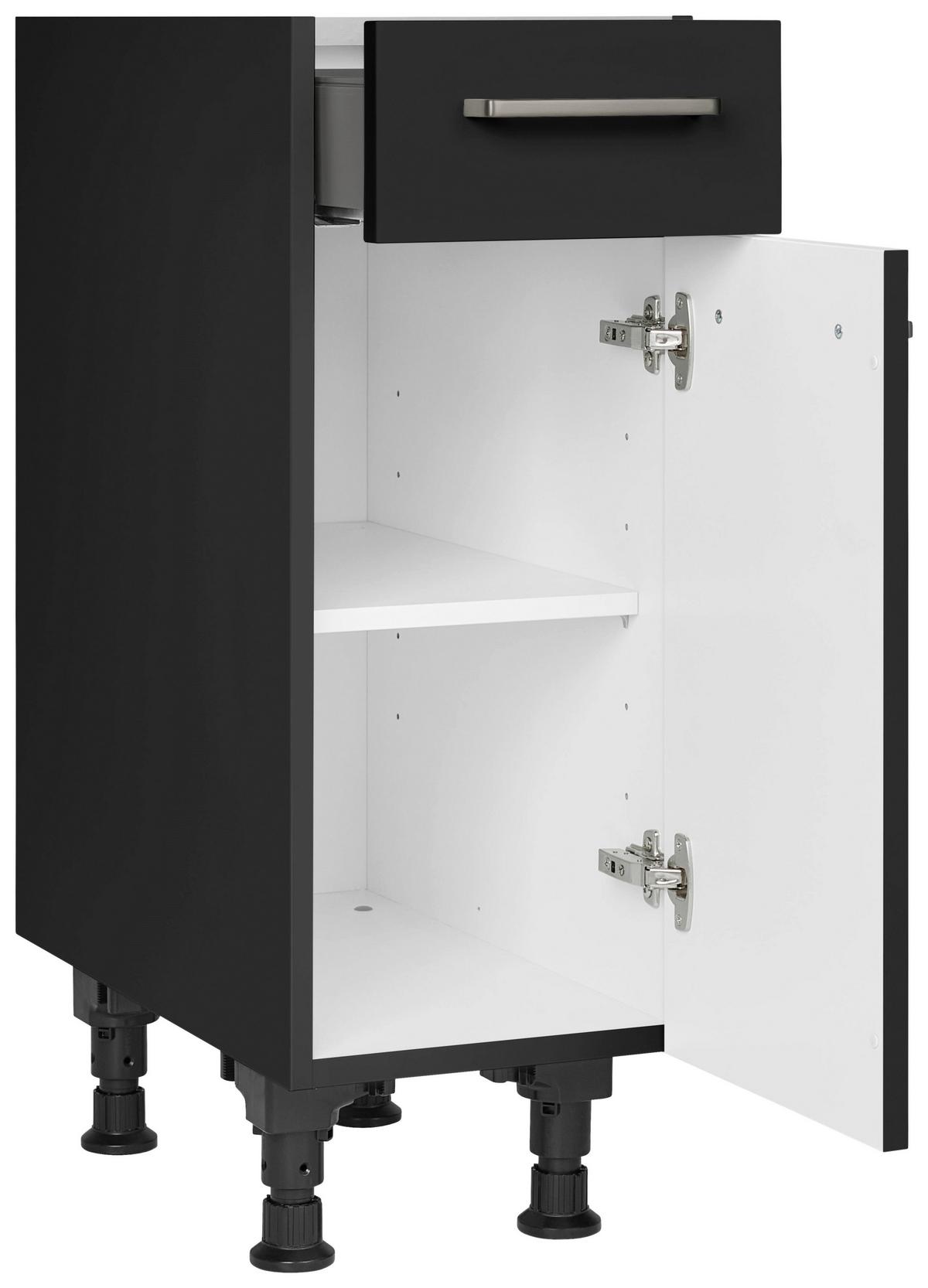 Schubkastenunterschrank Touch Schwarz - Edelstahlfarben/Schwarz, MODERN, Holzwerkstoff/Metall (30/87/56cm) - Nobilia