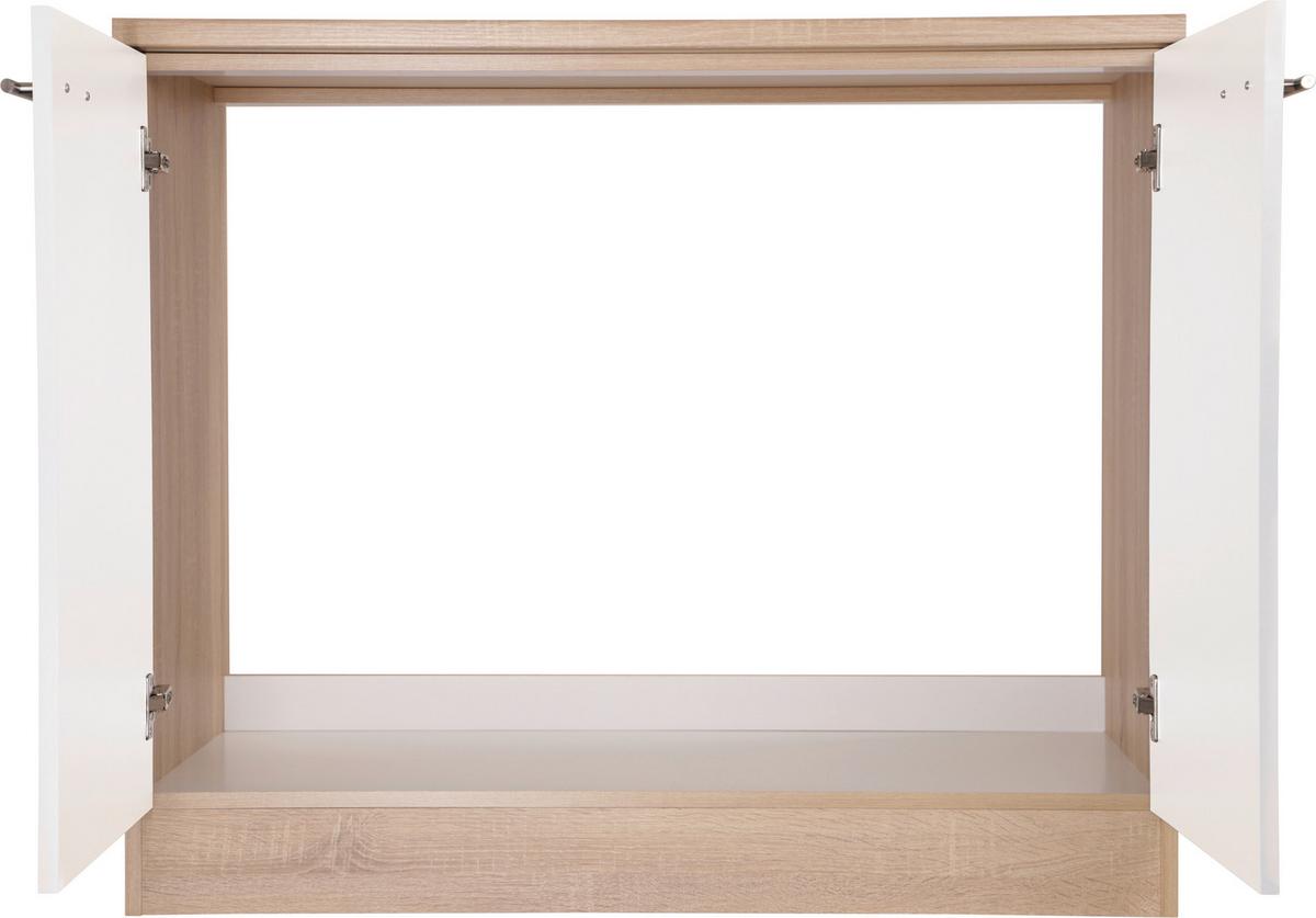 Spodnja Omarica Za Korito Merle, Barva Hrasta, Bela - srebrne barve/barve hrasta, Basics, kovina/leseni material (100/84,8/60cm) - Respekta