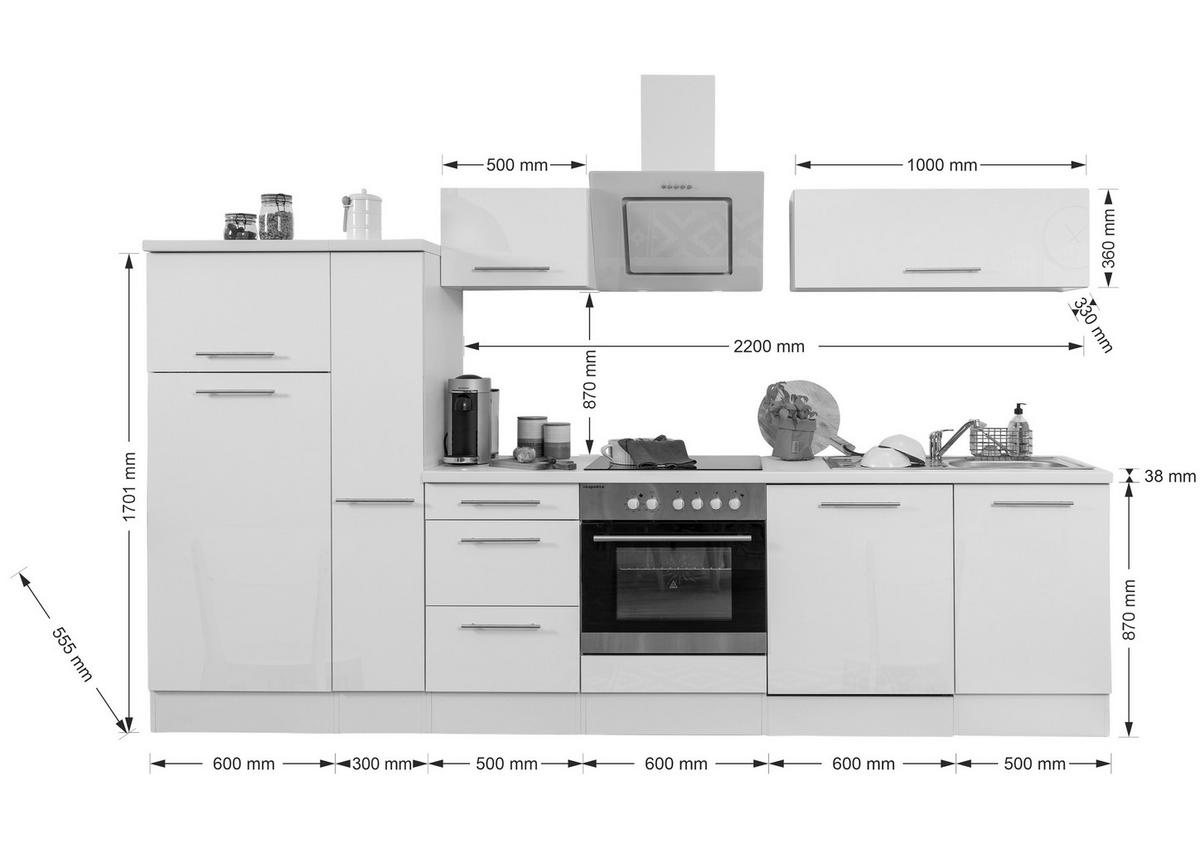 mömax mit Küchenzeile 310 cm kaufen Geräten ➤ online Respekta Weiß